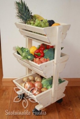 New Wheeled three tier wooden vegetable rack made from Treated Pine