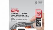 SanDisk Ultra 80MBs MicroSD Memory Card - 128GB.